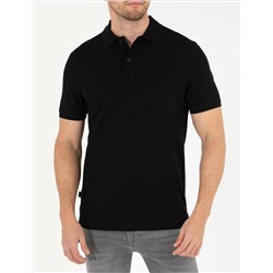 Siyah Regular Fit Polo Yaka Basic Tişört