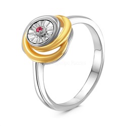 Серьги из родированного серебра с рубином и золочением 925 пробы SE01991RU/G