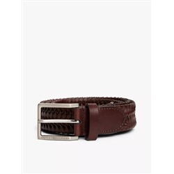 Square Buckle Woven Leather Belt