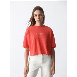 CROPPED T-SHIRT WITH PRINT