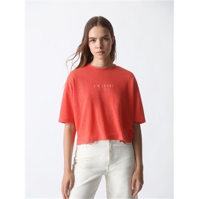 CROPPED T-SHIRT WITH PRINT
