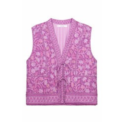 Chaleco acolchado morado print floral