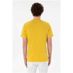 Erkek Regular Fit Bisiklet Yaka Sarı Basic Tişört