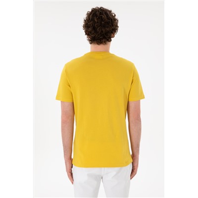 Erkek Regular Fit Bisiklet Yaka Sarı Basic Tişört