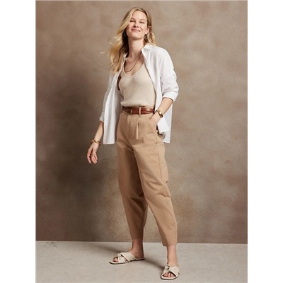 High-Rise Pleated Crop Authentic Chino