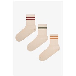 Penti, Retro Stripe 3lü Bej Tenis Soket Çorap