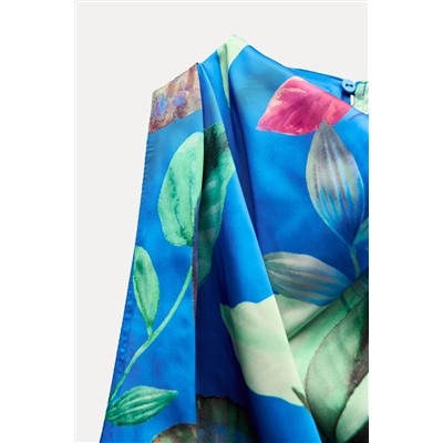 SATIN TROPICAL PRINT TOP