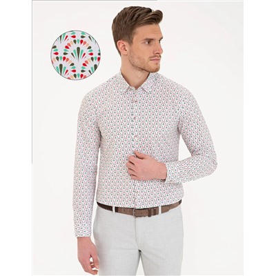 Yeşil Slim Fit Uzun Kollu Gömlek