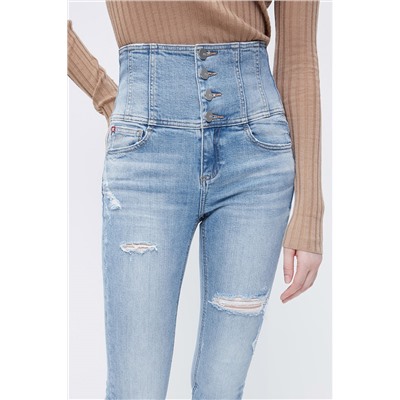 Vaquero skinny fit de tiro alto Celeste