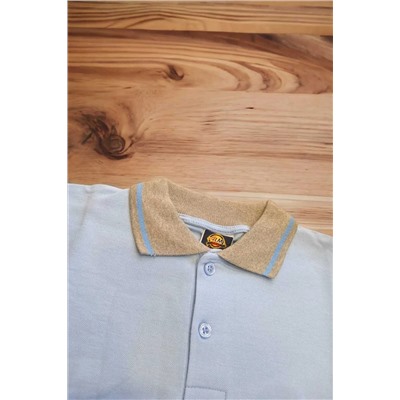 salarticaret Polo Yaka Tişört uzun kol Gri çizgili yaka Açık mavi Okul Tişört/t-shirt TYCZM2L9VN168582046221165