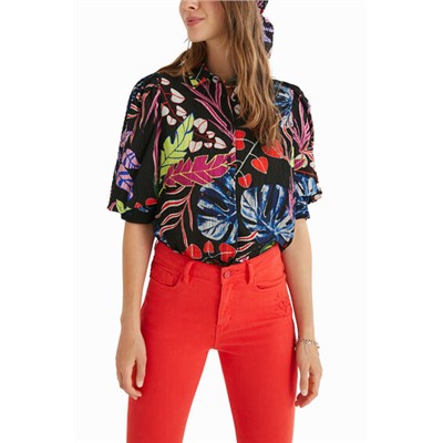 Blusa manga abullonada flores