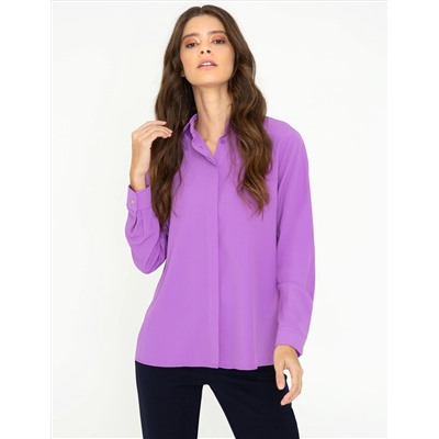 Lila Comfort Fit Uzun Kollu Gömlek