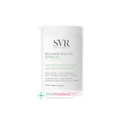 SVR Spirial Déodorant Anti Transpirant 48h Recharge Roll On 50ml