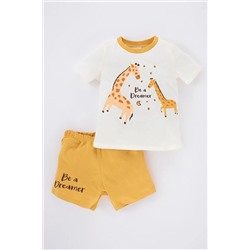 Defacto Erkek Bebek Zürafa Baskılı Kısa Kollu Penye Pijama Takımı A6678A523HS