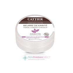 Cattier Beurre de Karité Visage, Corps & Cheveux Parfum Fleur des Îles BIO 100g
