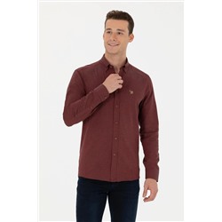 Erkek Bordo Uzun Kollu Basic Gömlek