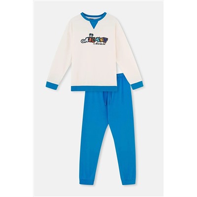 Dagi Ekru Mıckey Mouse Lisanslı Uzun Kollu Örme Pijama Takımı 23WB18329TA_316