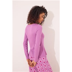 Camiseta manga larga canalé morado