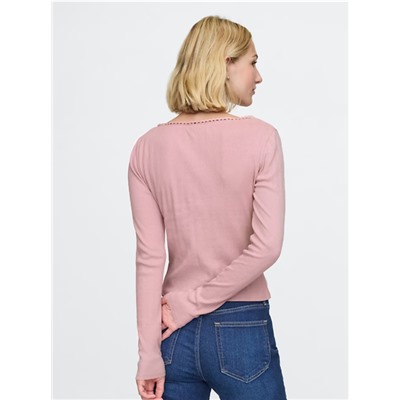 Cropped Pointelle Cardigan