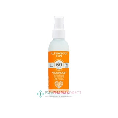 Alphanova Sun Spray Solaire Monoï Haute Protection SPF50 BIO 125g