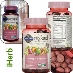 IHer*b 🇨🇳  Garden of Life, MyKind Organics, мультивитамины для женщин, органические ягоды  120 жевательных таблеток