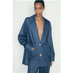 OVERSIZE DENIM-EFFECT BLAZER