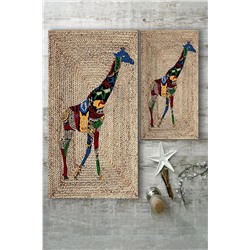 ESTA HALI Renkli Zürafa Desenli Jüt 2'li Halı Takımı (60x100/40x60) - Esta1228 ESTA-BNY1228