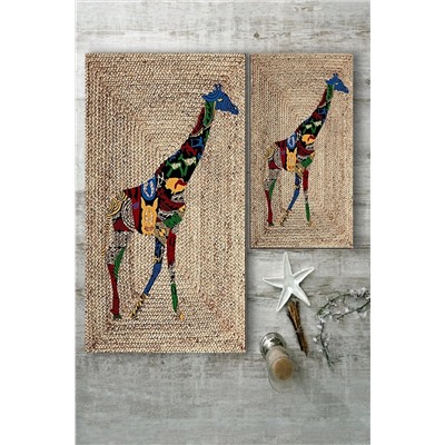 ESTA HALI Renkli Zürafa Desenli Jüt 2'li Halı Takımı (60x100/40x60) - Esta1228 ESTA-BNY1228