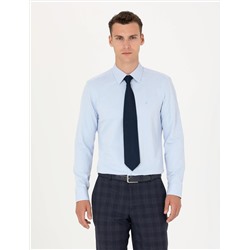 Açık Mavi Slim Fit Uzun Kollu Basic Gömlek