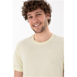 Erkek Regular Fit Bisiklet Yaka Limon Basic Tişört