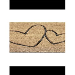 Fußmatte "Herzen" in Natur/ Schwarz - (B)60 x (T)40 cm