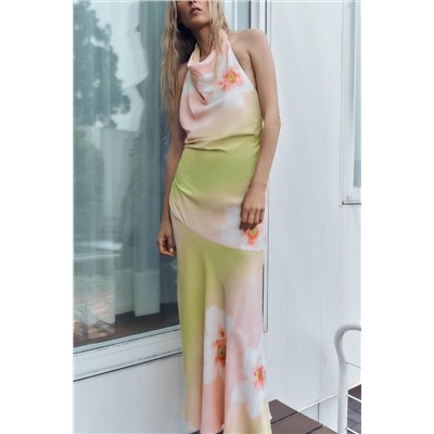 FLORAL PRINT HALTER DRESS