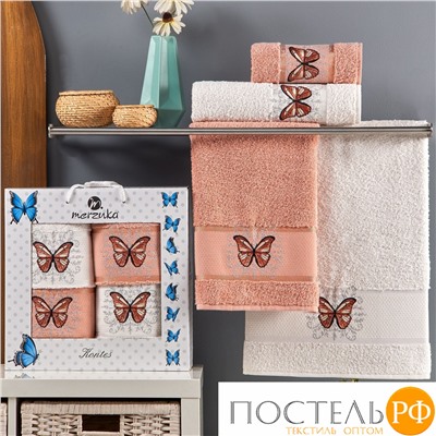 11853 Комп. Пол. MERZUKA махр. в короб. (50*90/2)(70*140/2) 4 шт. KONTES оранжевый