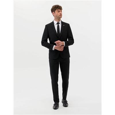 Ekose Ekstra Slim Fit Siyah Takım Elbise