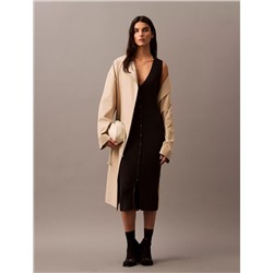 Smooth Cotton Rib Sweater Midi V-Neck Dress