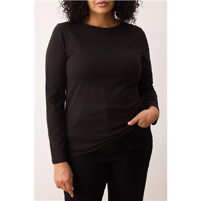 Siyah Pamuklu Kayık Yaka Fitted/Vücuda Oturan Esnek Bluz TBBAW26AF00027