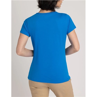 SCALLOP TRIM V-NECK T-SHIRT