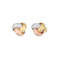 Italian Gold 14K Italian Gold Tri-Tone Knot Studs