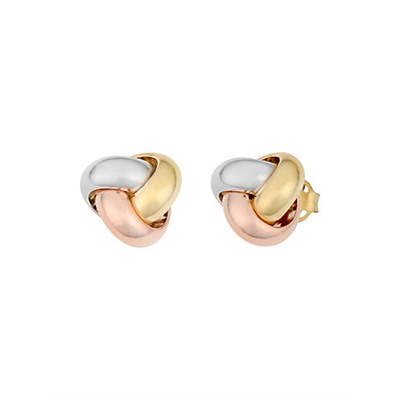 Italian Gold 14K Italian Gold Tri-Tone Knot Studs