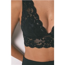 Sujetador bralette halter encaje negro