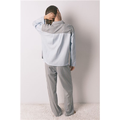 Pijama largo camisero cuadros y topos