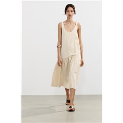 GATHERED MIDI DRESS