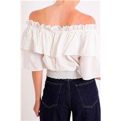 Crop top avolantado Blanco