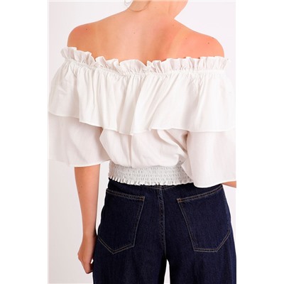 Crop top avolantado Blanco