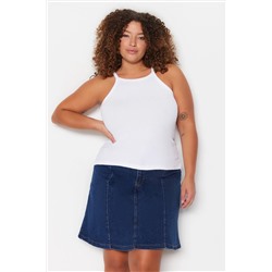 Beyaz Halter Yaka Basic Örme Atlet TBBSS23CV00000
