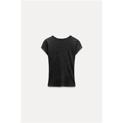 FADED-EFFECT RIB T-SHIRT