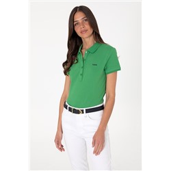 Kadın Açık Yeşil Basic Polo Yaka Tişört