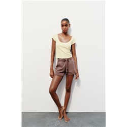 SLUB KNIT CROPPED T-SHIRT