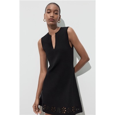 CUTWORK EMBROIDERY KNIT DRESS