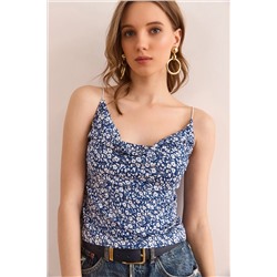 Olalook, Kadın Çiçek İndigo İp Askılı Kaşkorse Body BLZ-19000969
